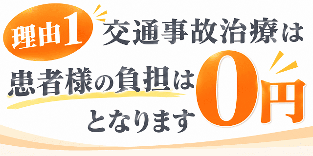 交通事故の患者様の負担は０円となります！